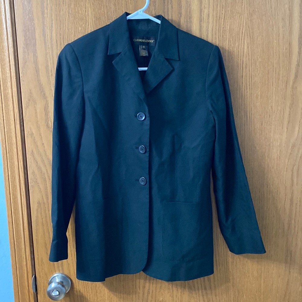 “5/$20” Classiques Entier black button down blazer size XS extra small
